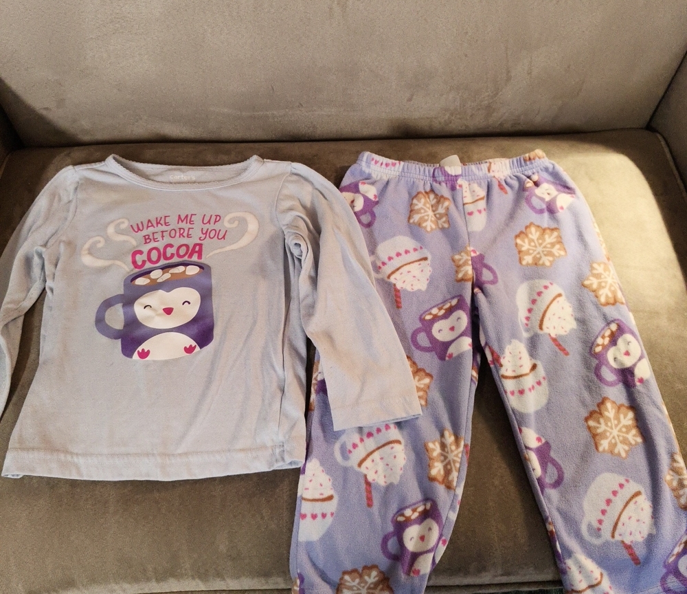 Carter's Light Purple Penguin Cocoa Pajama Set
